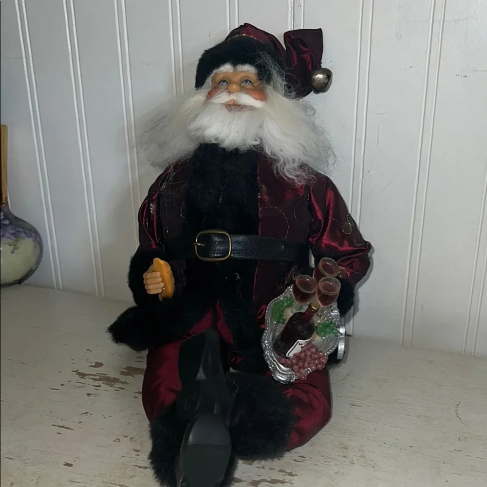 Karen Didion crakewood Festive Santa Claus Figurine in Red and Black 17”